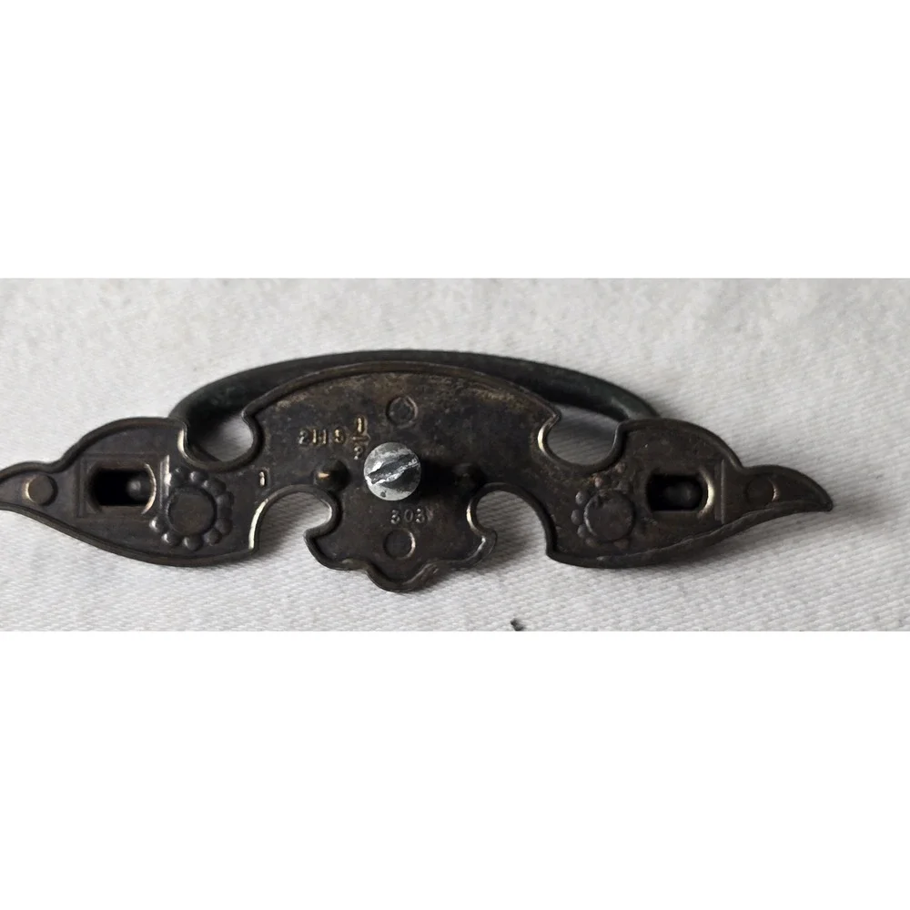 3 Vintage Flat Long Winged/Batwing Style Drawer Pulls‎ Handles Brass